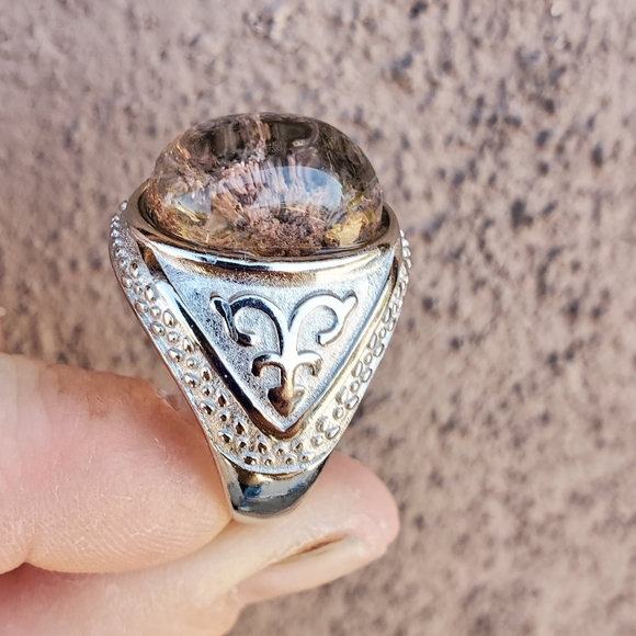 New Yellow Phantom Quartz Adjustable 925 Silver Ring. - Picture 3 of 14